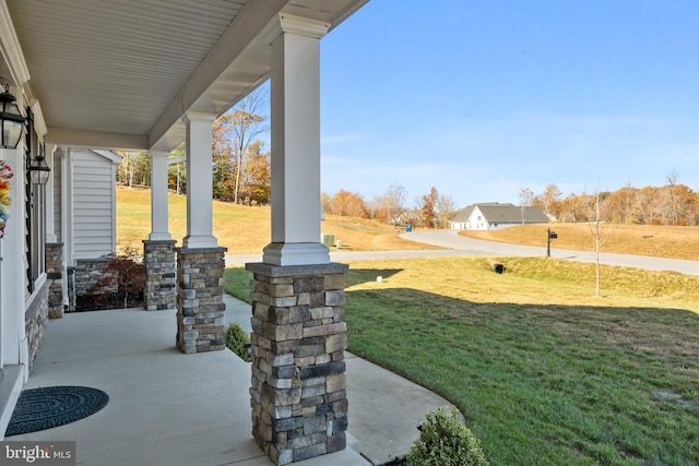 exterior space with covered porch