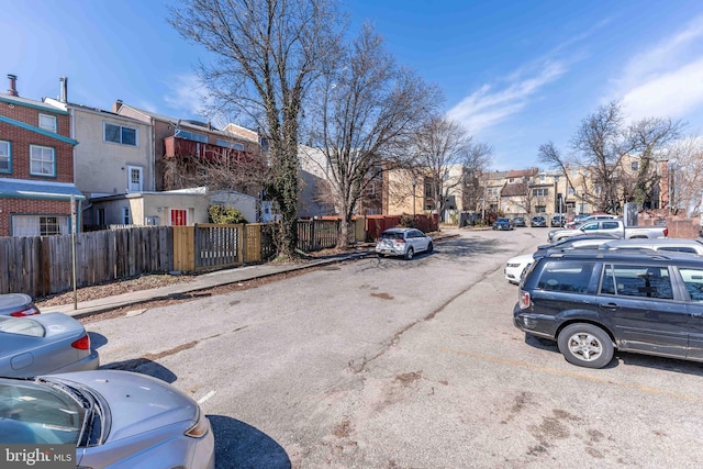 view of street featuring sidewalks and a residential view