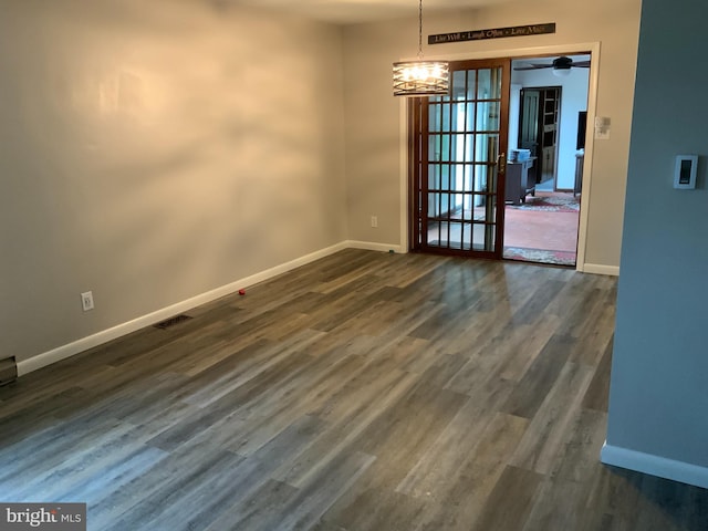 13176 Gearhart Rd, Greencastle, PA 17225 - spare room featuring visible vents, dark wood finished floors, and baseboards