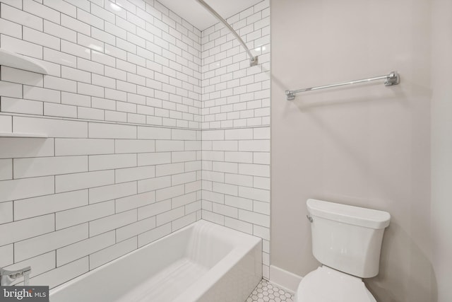 full bath with baseboards, toilet, and tile patterned flooring