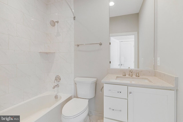 full bathroom featuring vanity, toilet, and tub / shower combination