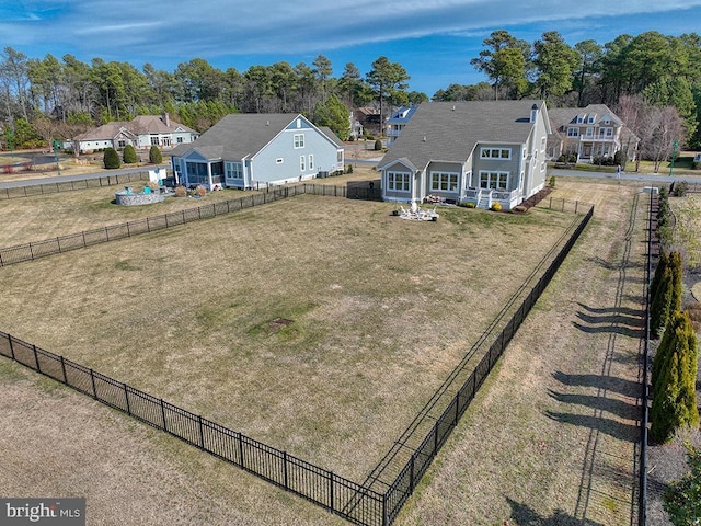 drone / aerial view with a residential view