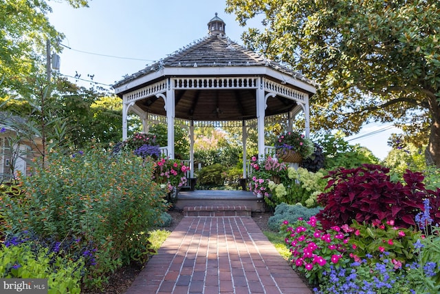 exterior space with a gazebo