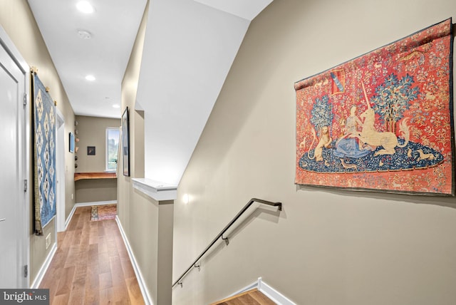 4451 River Ridge Court, Philadelphia, PA 19129 - hall featuring wood finished floors, recessed lighting, an upstairs landing, and baseboards