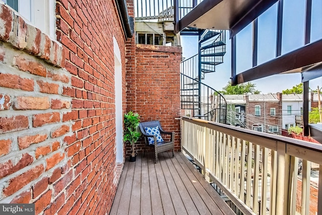 deck featuring stairway