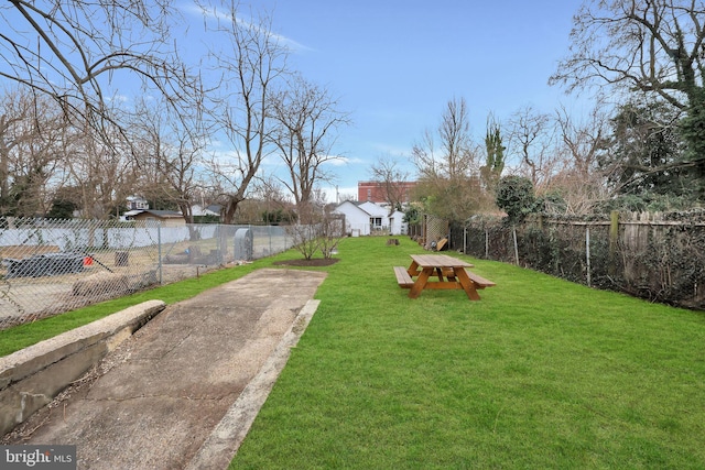 view of yard featuring fence