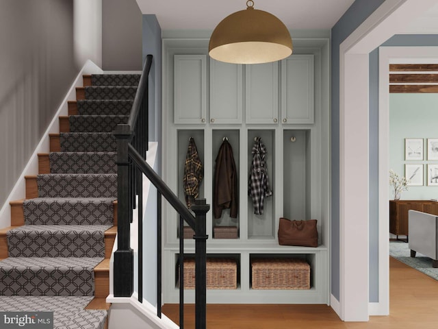 mudroom featuring light wood finished floors