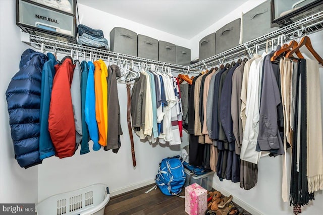 spacious closet with wood finished floors