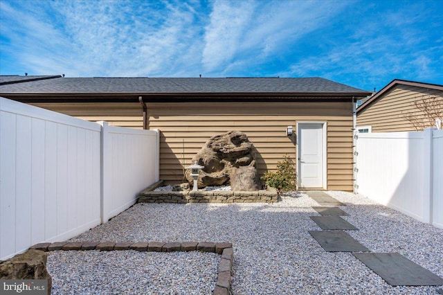 exterior space with a fenced backyard