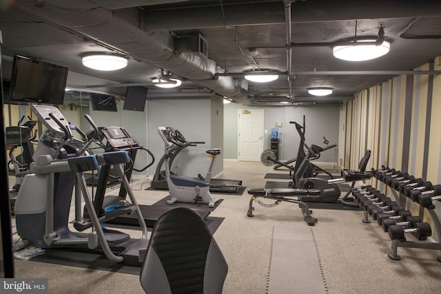 workout area with visible vents