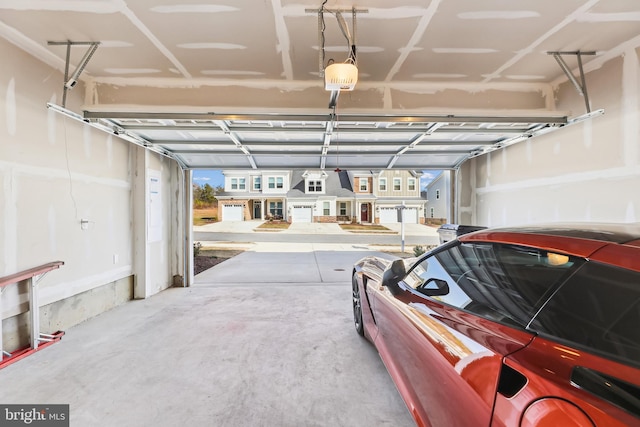 garage with a garage door opener