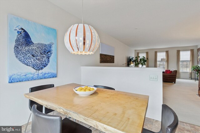 view of carpeted dining room