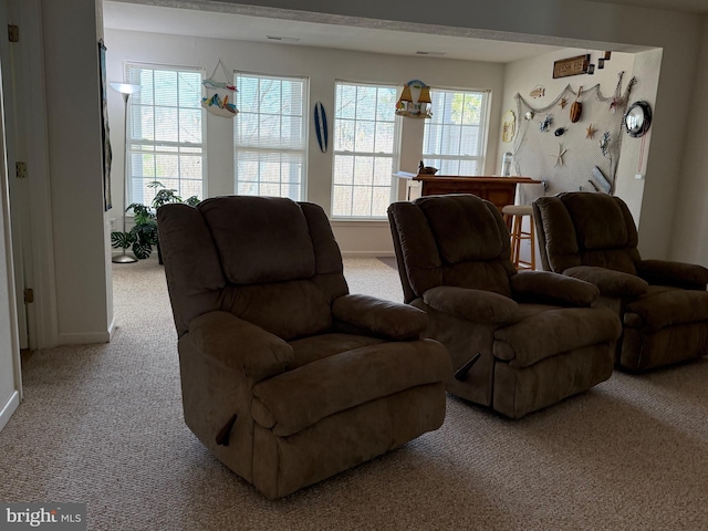 view of carpeted living area