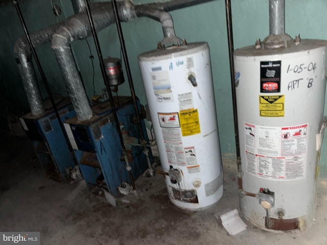 utility room featuring water heater