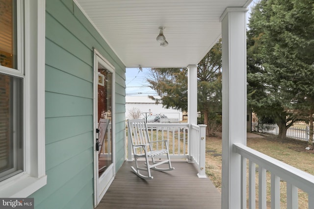 deck with covered porch