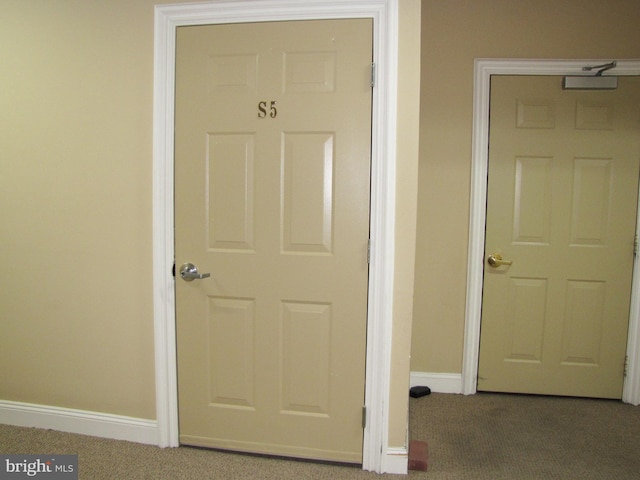 interior space featuring carpet and baseboards