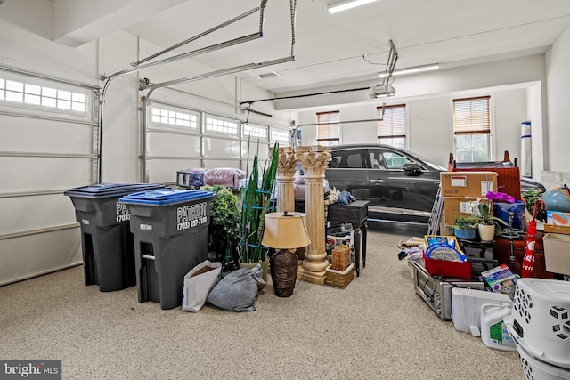 garage with a garage door opener