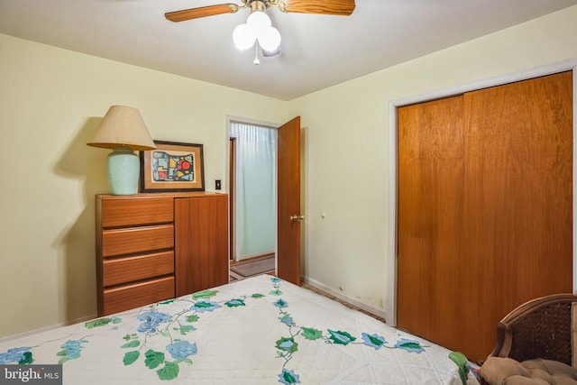 bedroom with a closet and ceiling fan