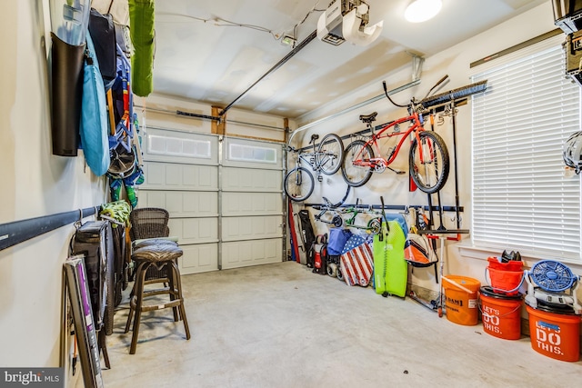 garage with a garage door opener