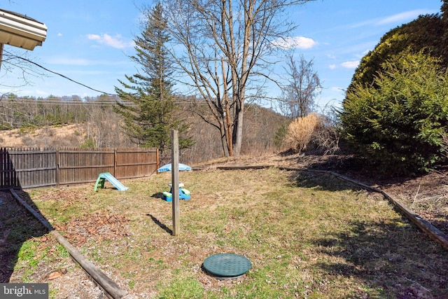 view of yard with fence