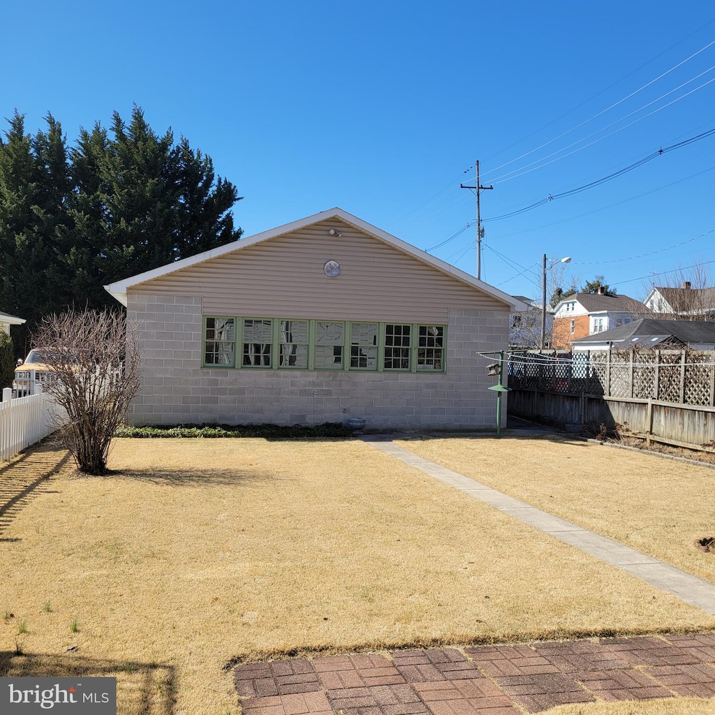 exterior space featuring a fenced backyard