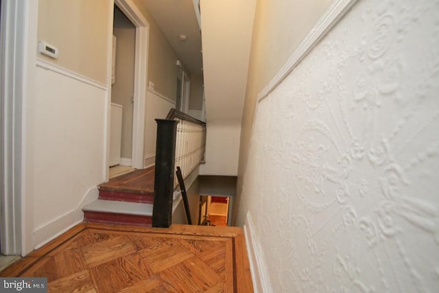 stairs with baseboards