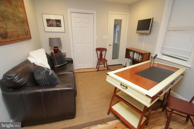 living area featuring wood finished floors