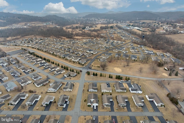 drone / aerial view with a mountain view