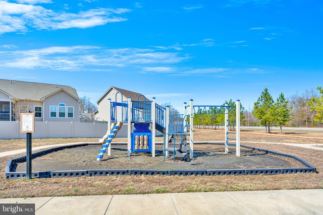 community jungle gym with fence