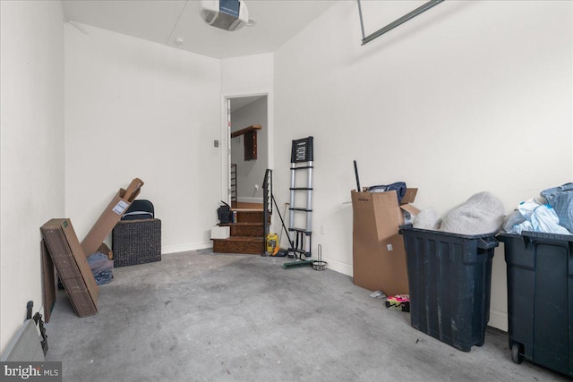 garage with baseboards