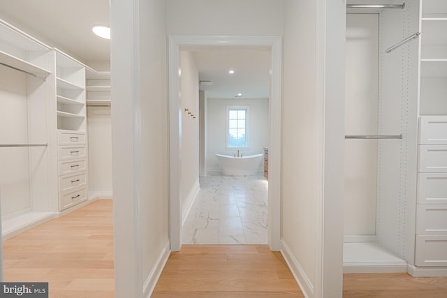 spacious closet with light wood-style flooring