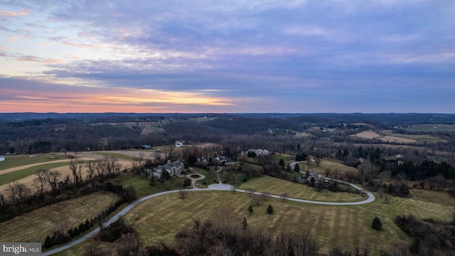 aerial view featuring a rural view