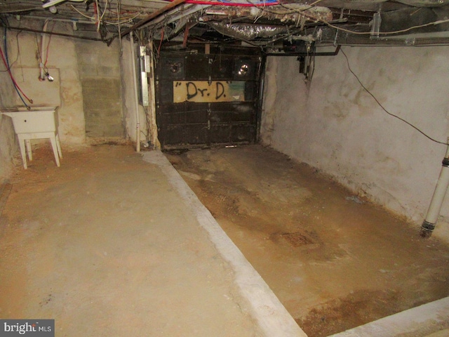 view of unfinished basement