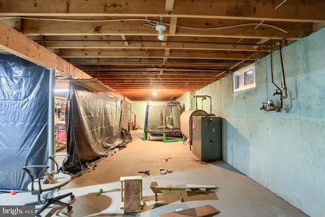 unfinished basement with heating fuel