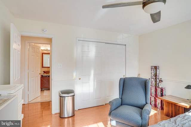 living area featuring light wood finished floors