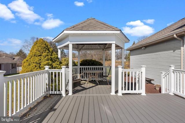 wooden terrace with a gazebo