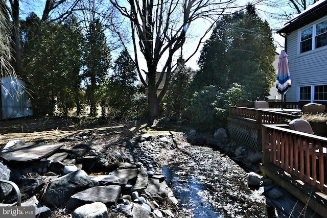 view of yard featuring a deck