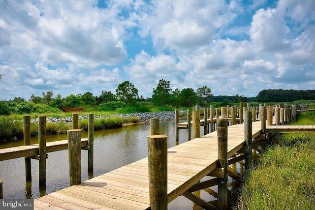 view of dock featuring a water view