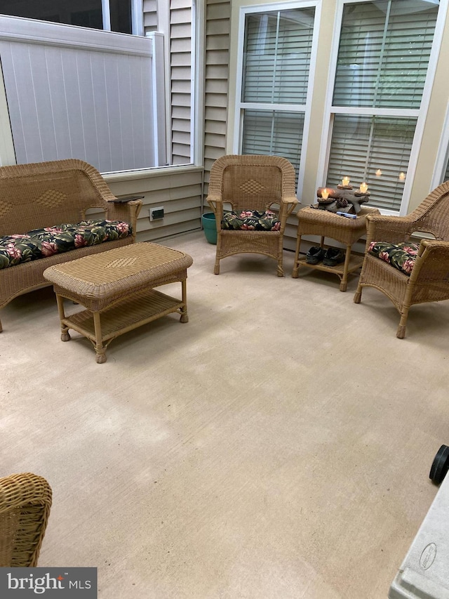 living area with carpet floors