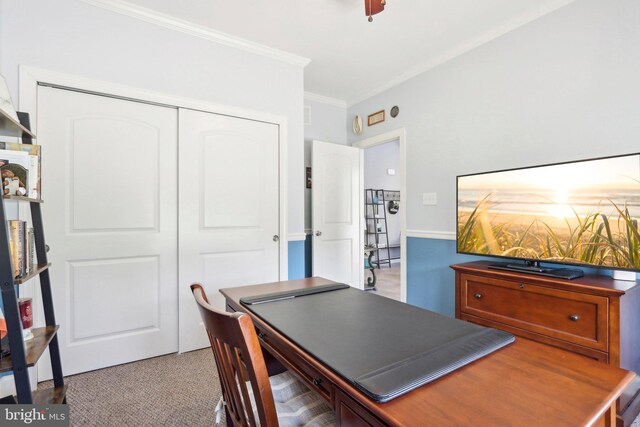 office featuring crown molding