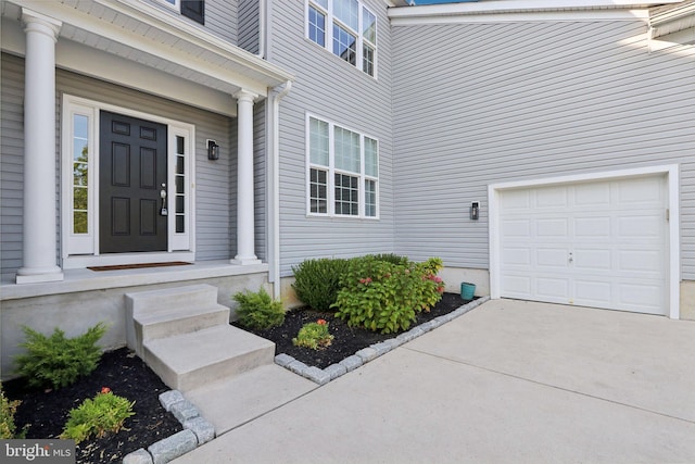 entrance to property with a garage