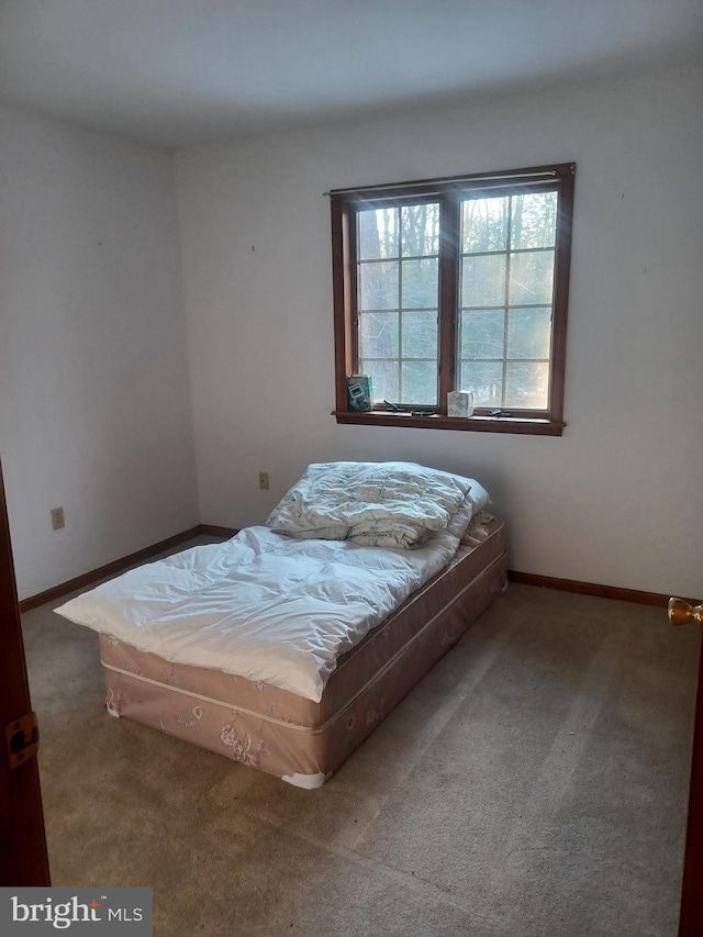 bedroom featuring carpet floors and baseboards