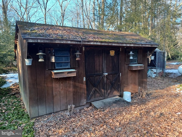 view of shed