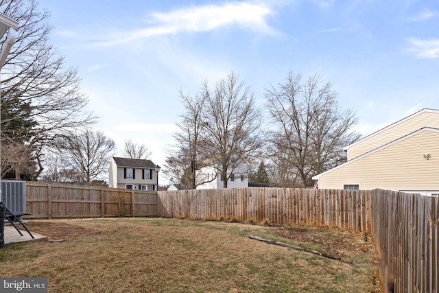 view of yard featuring a fenced backyard