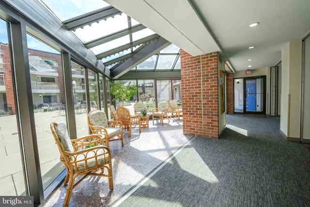 sunroom with a skylight