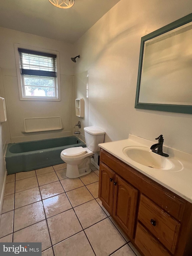 8211 Beach Dr, Baltimore, MD 21222 - bathroom with toilet, vanity, bathing tub / shower combination, and tile patterned flooring
