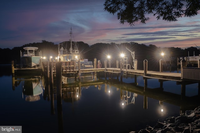 dock area featuring a water view