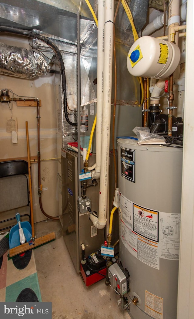 utility room featuring gas water heater