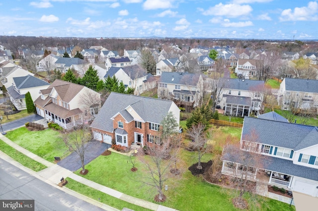 drone / aerial view with a residential view