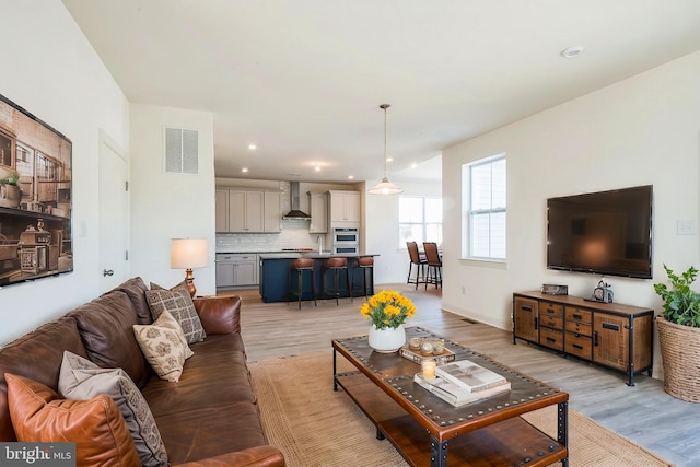 305 Poplar Ave, Newark, DE 19711 - living room featuring recessed lighting, visible vents, and light wood-style floors